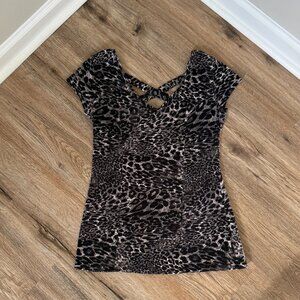 No Boundaries | Leopard Print Top | Crisscross Back Detail | Size L (11–13)